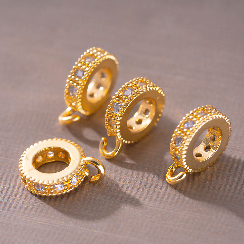 Jewelry Making Loops - 5pcs 18K Gold Plated Brass Zircon