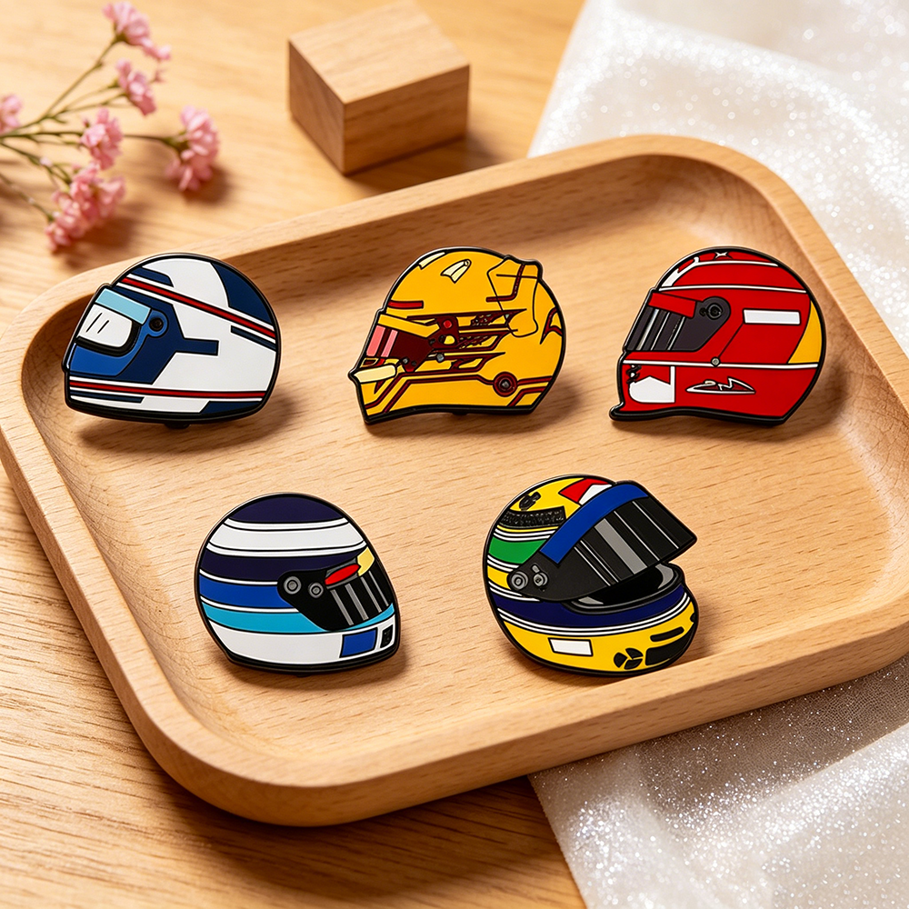 Jewelry Making Kits - 5pcs Racing Helmet Enamel Pin Set