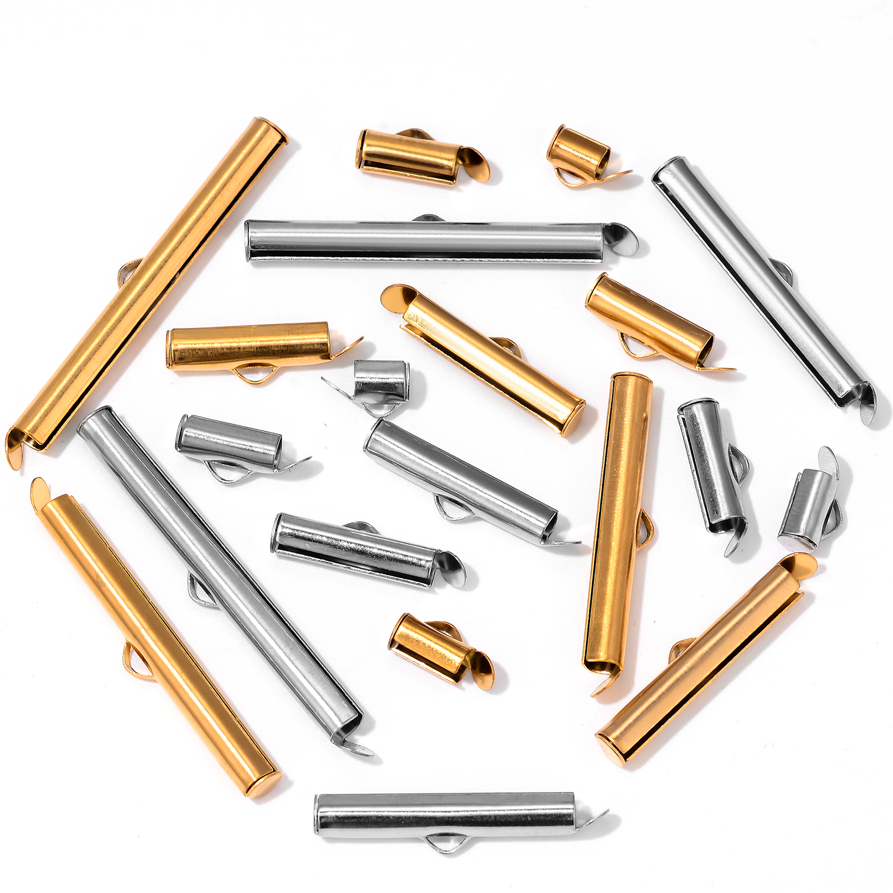Crimp Bead Tube - 8pcs Stainless Steel Gold Plated Crimp