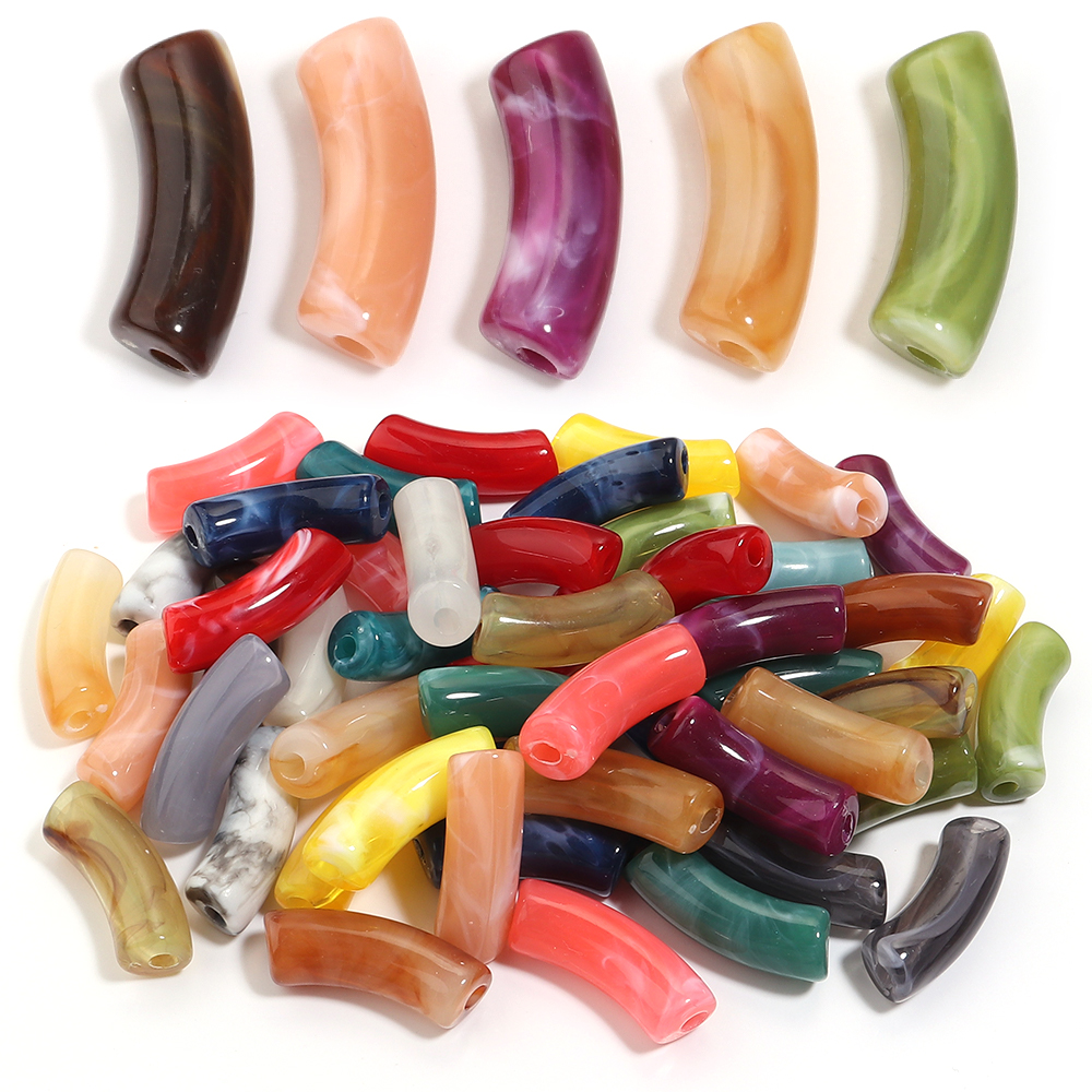 20pcs/lot 35x11mm Acrylic Curv - Crimp Bead Tube recensione e prezzo