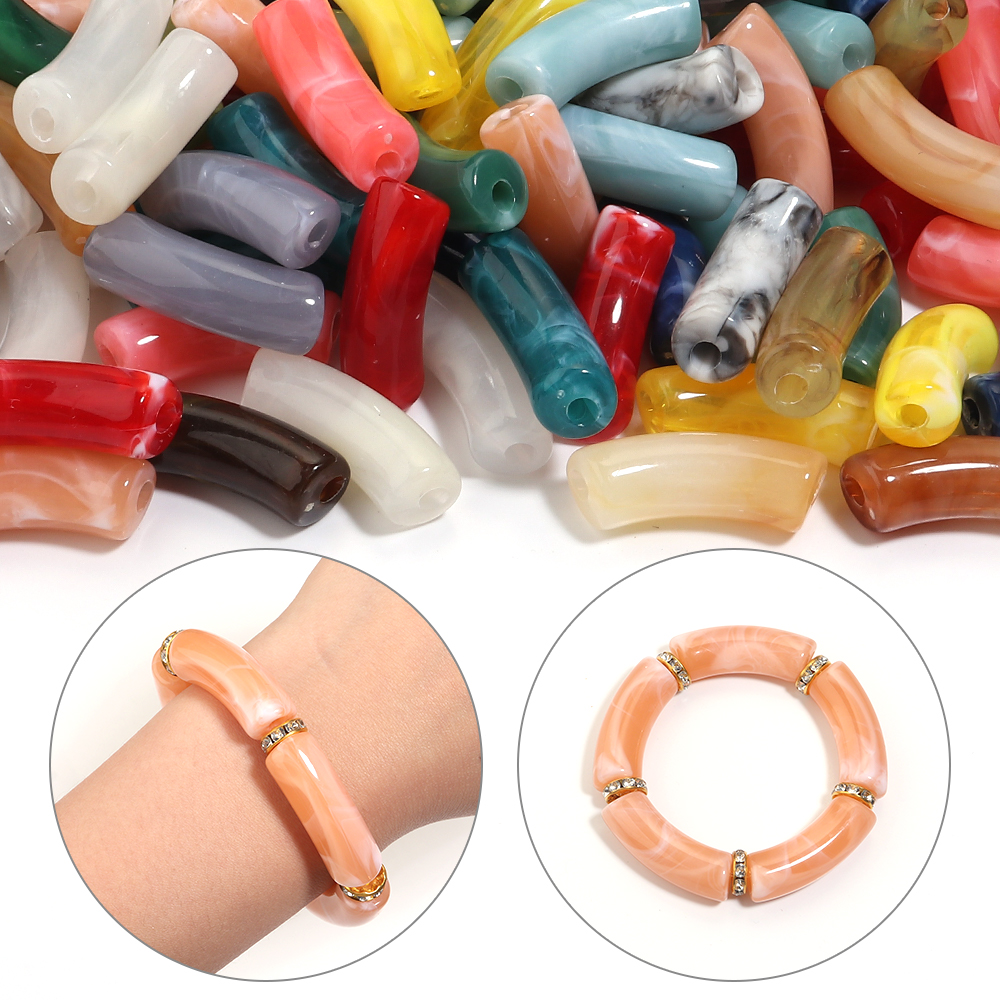 20pcs/lot 35x11mm Acrylic Curv - Crimp Bead Tube recensione e prezzo