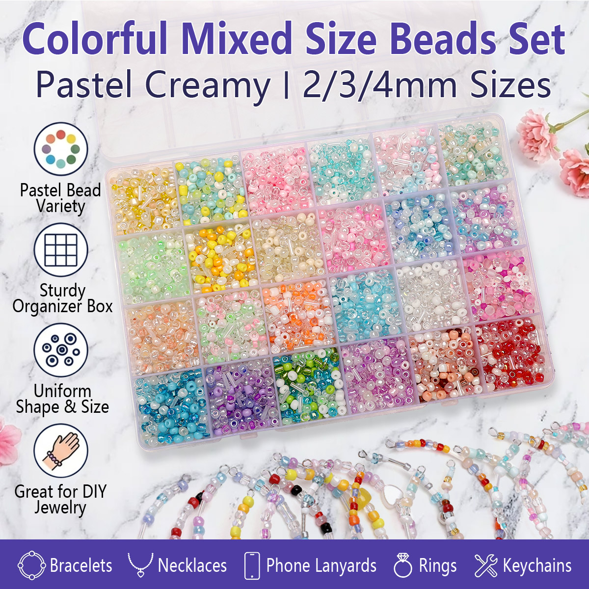 24 Grid Mixed Size Glass Seed  - Crimp Bead Tube recensione e prezzo